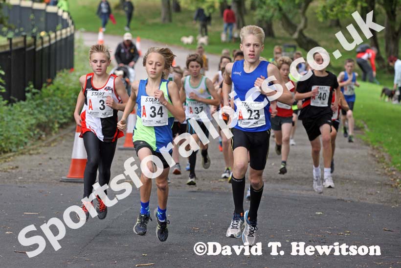 Under-13 boys start at the Northern Road Relays, Blackpool.